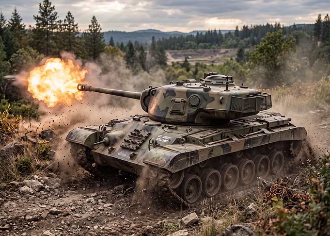 US Army Tank Firing Cannon