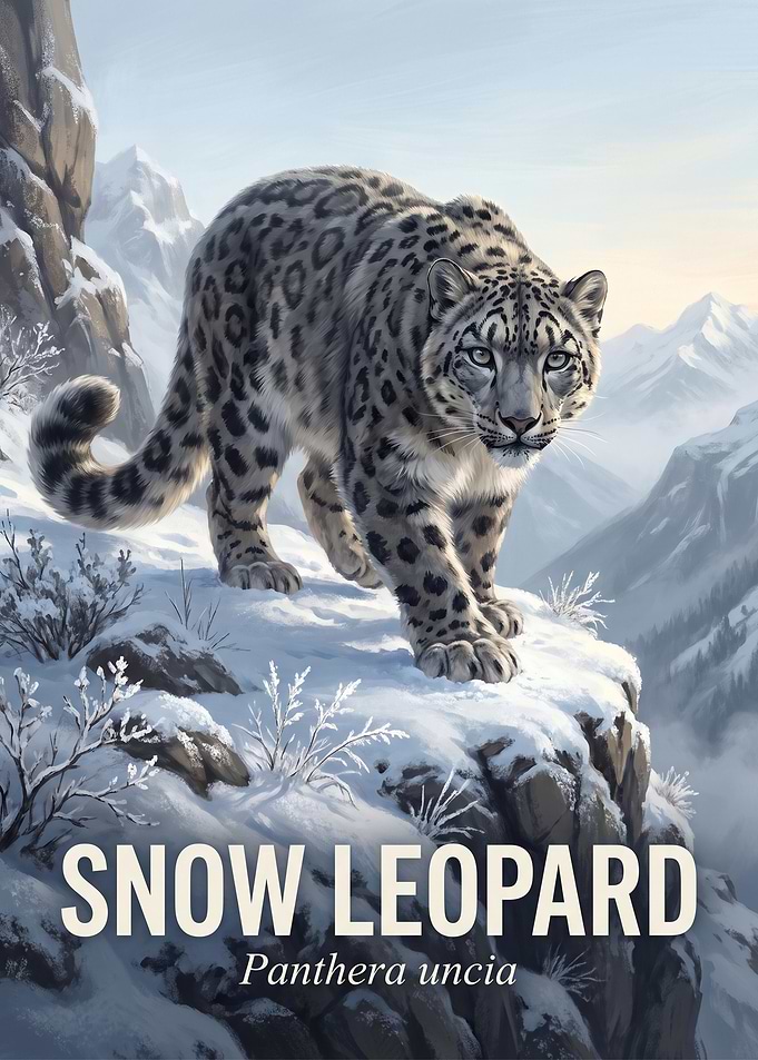 Majestic Snow Leopard Mountain Portrait