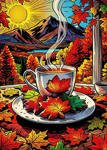 Autumn Coffee Mountains Retro Poste