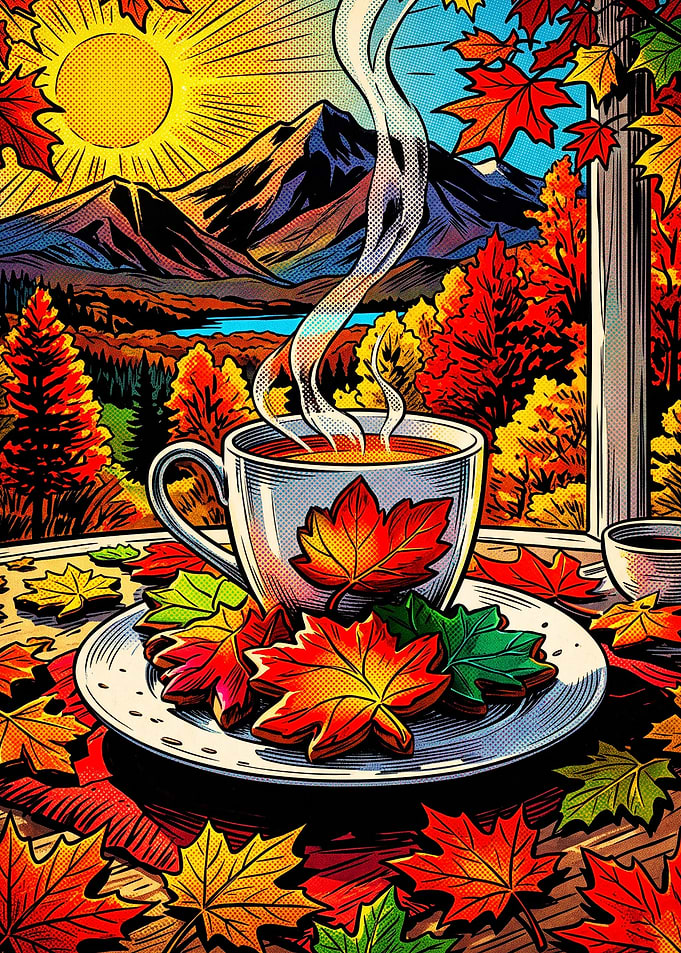 Autumn Coffee Mountains Retro Poste