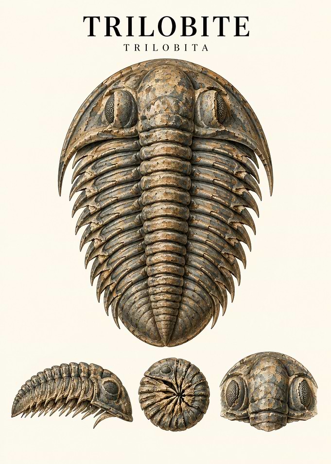 Trilobite Fossil Scientific Illustration