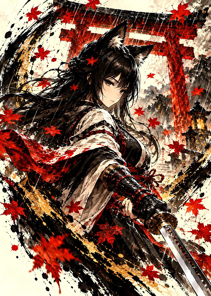 Fox Girl Samurai with Katana