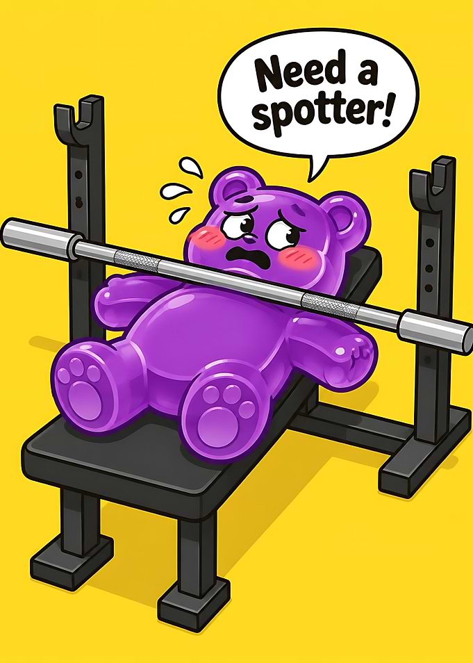 Funny Gummy Bear Weightlifting