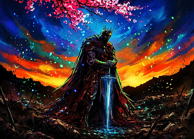 Dark Knight Sword Fantasy Art Poste
