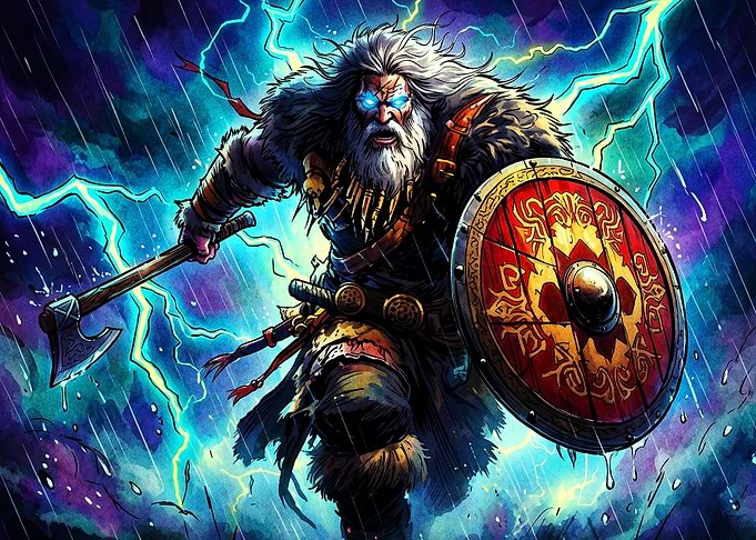 Norse Storm Viking Shield Art Poste