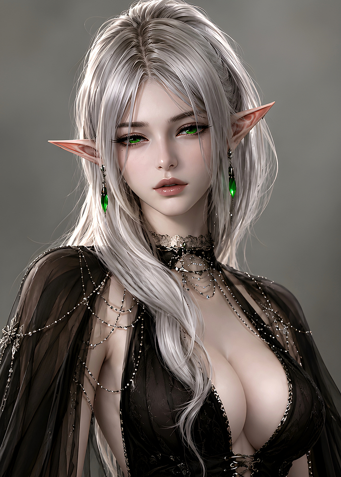 Elegant Silver-Haired Elf Princess