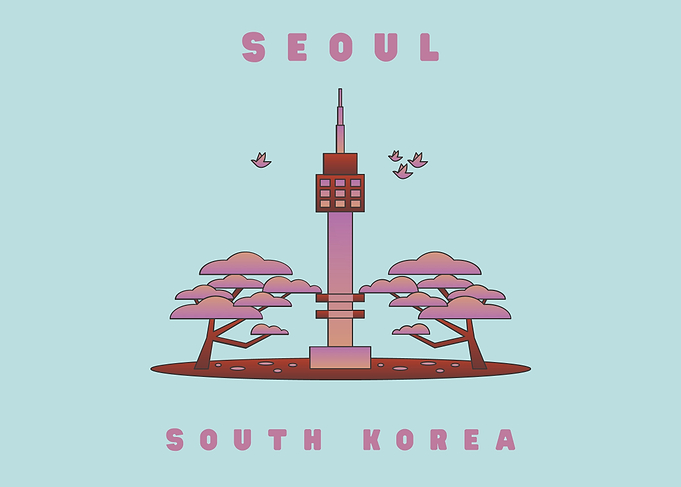Minimalist Seoul N Seoul Tower Illustration
