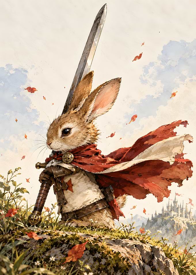 Brave Rabbit Knight with Sword