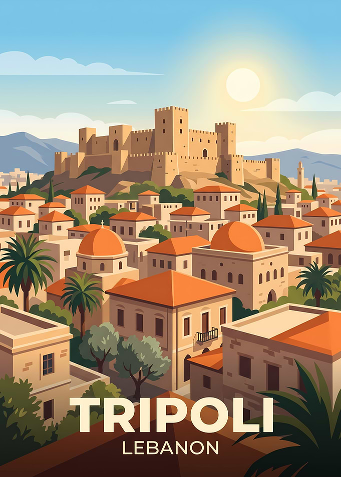 Tripoli Lebanon Vintage Travel Poster