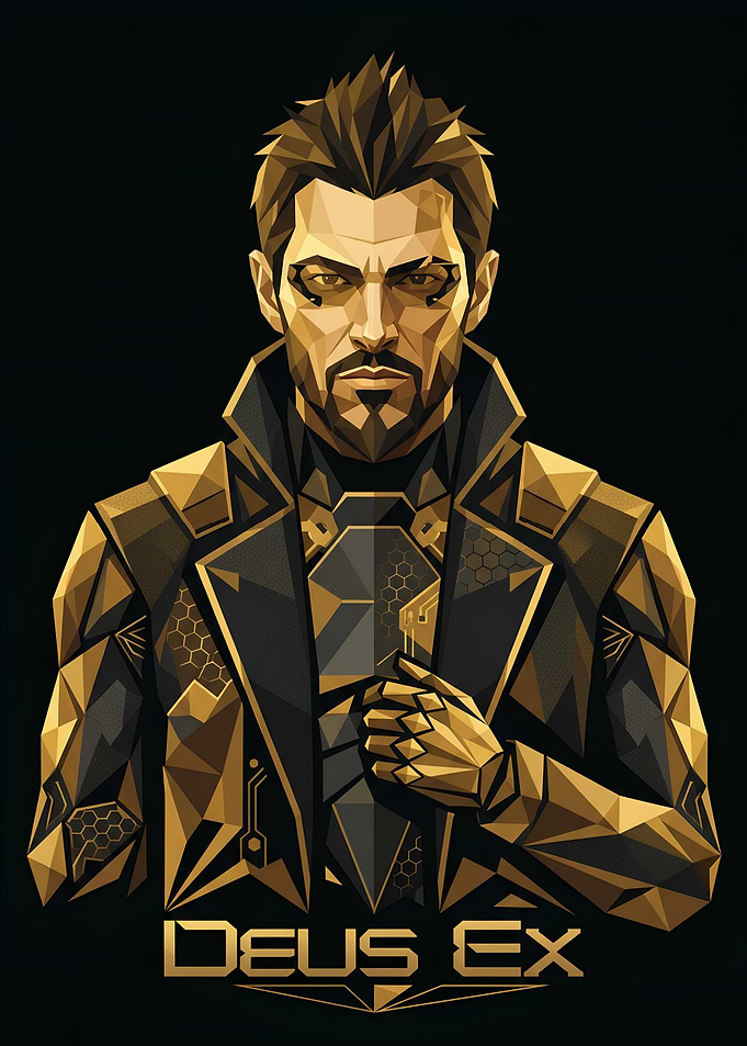 Adam Jensen Deus Ex Low Poly Art