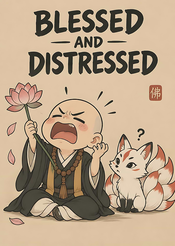 Blessed and Distressed Monk Illustration