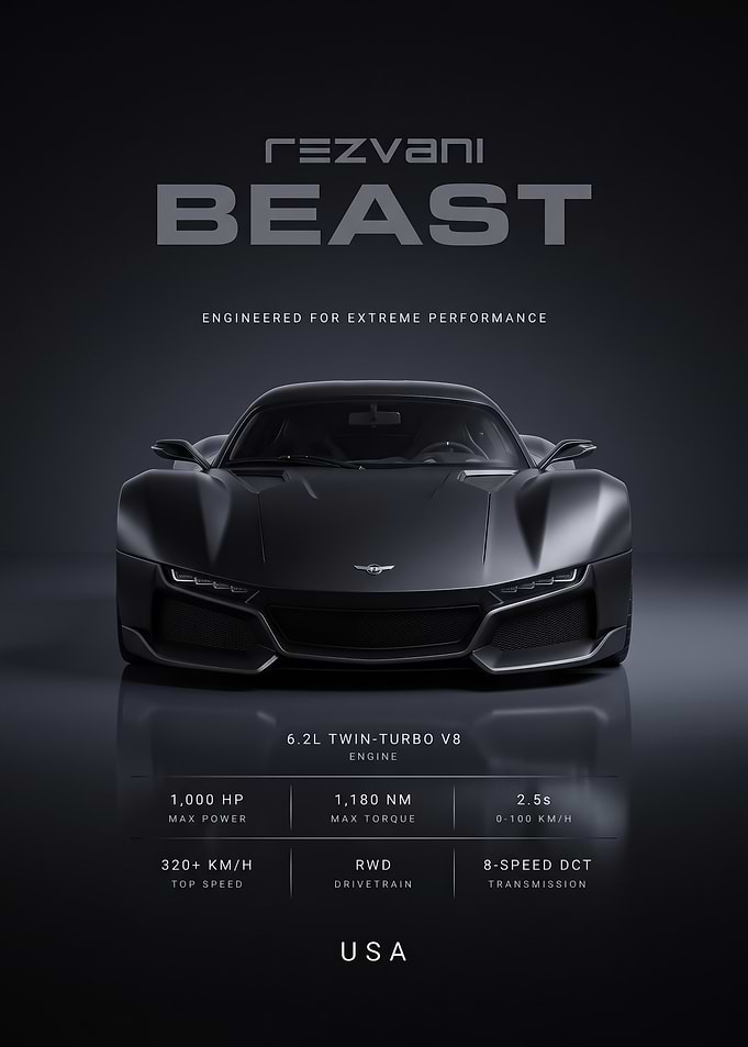 matte black Rezvani Beast Supercar Poster