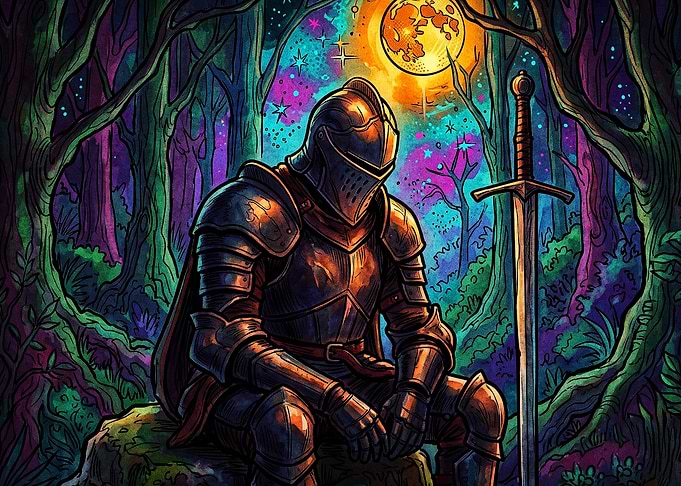 Knight Forest Fantasy Trippy Art