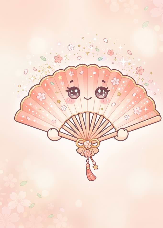 Cute Kawaii Sakura Folding Fan