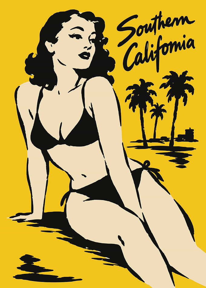 Vintage Southern California Pin-up Poster