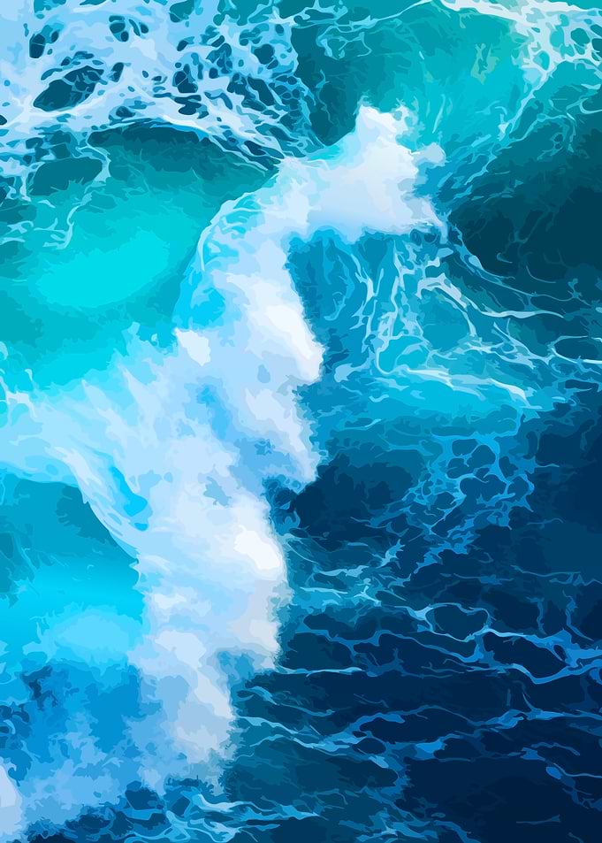 Abstract Blue Ocean Wave Illustration