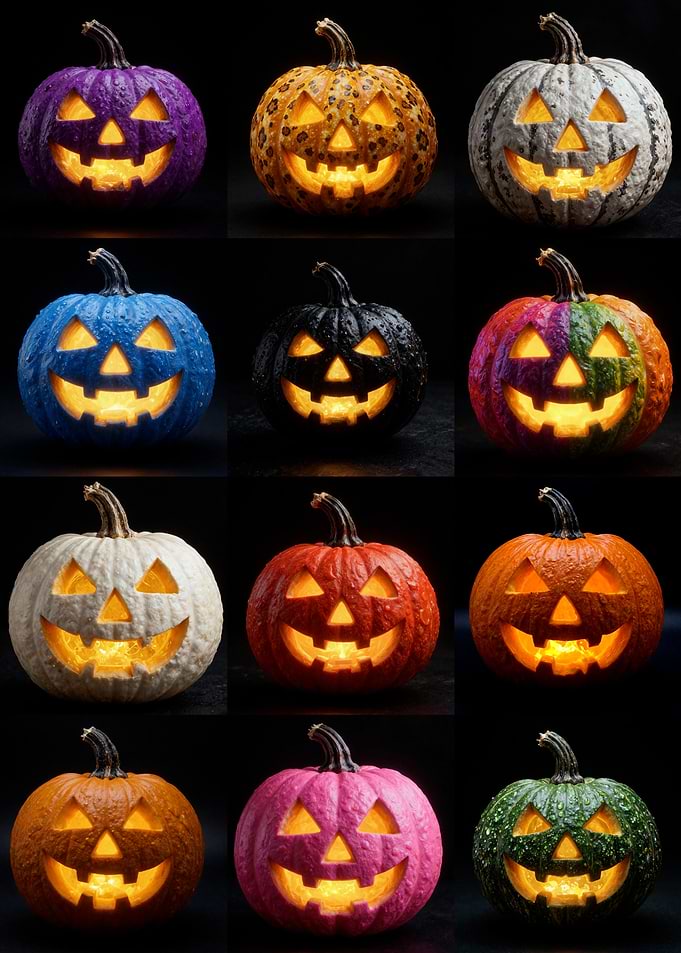 Collection of Colorful Jack-o'-Lanterns