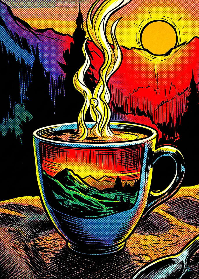 Coffee Sunrise Pop Art Poster