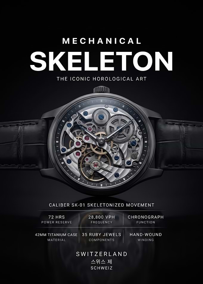 dark Mechanical Skeleton Luxury Watch Advertisement