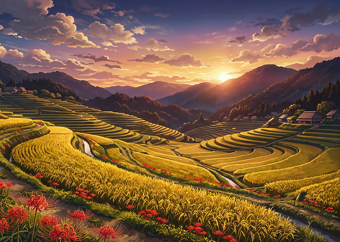Golden Rice Terraces at Sunset