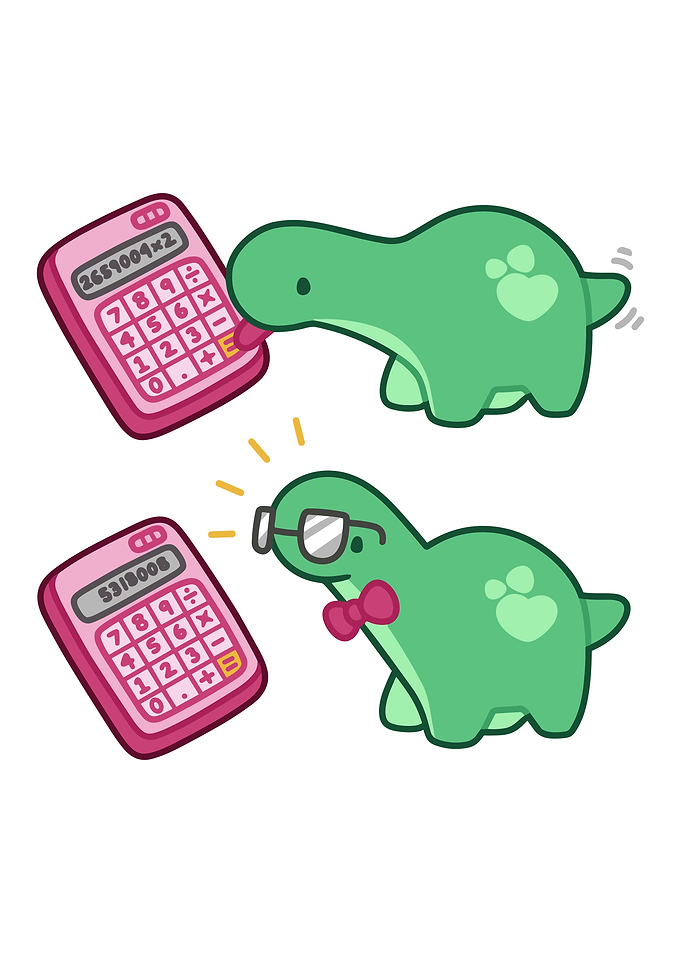 Cute Dinosaur Calculator Math Joke