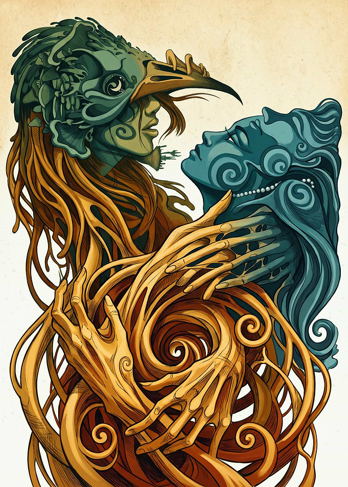 Surreal Nature Spirit Goddess Fantasy Art Nouveau Illustration