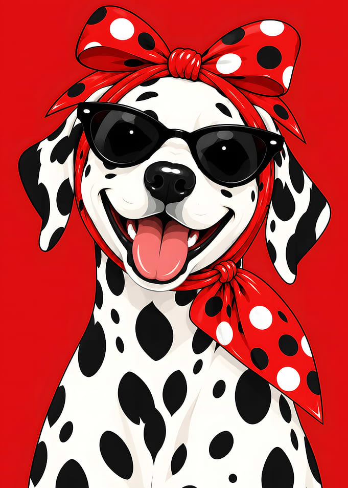 Stylish Dalmatian with Polka Dot Bow