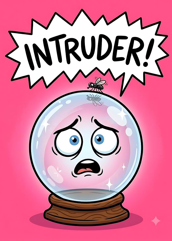 Funny Crystal Ball Intruder Cartoon