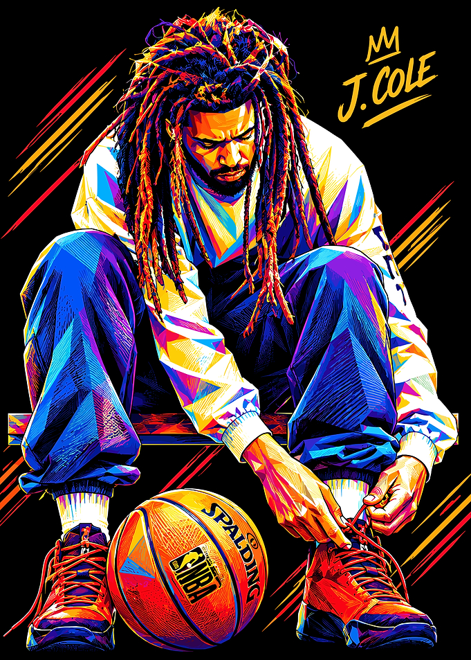 J. Cole Basketball Pop Art Portrait