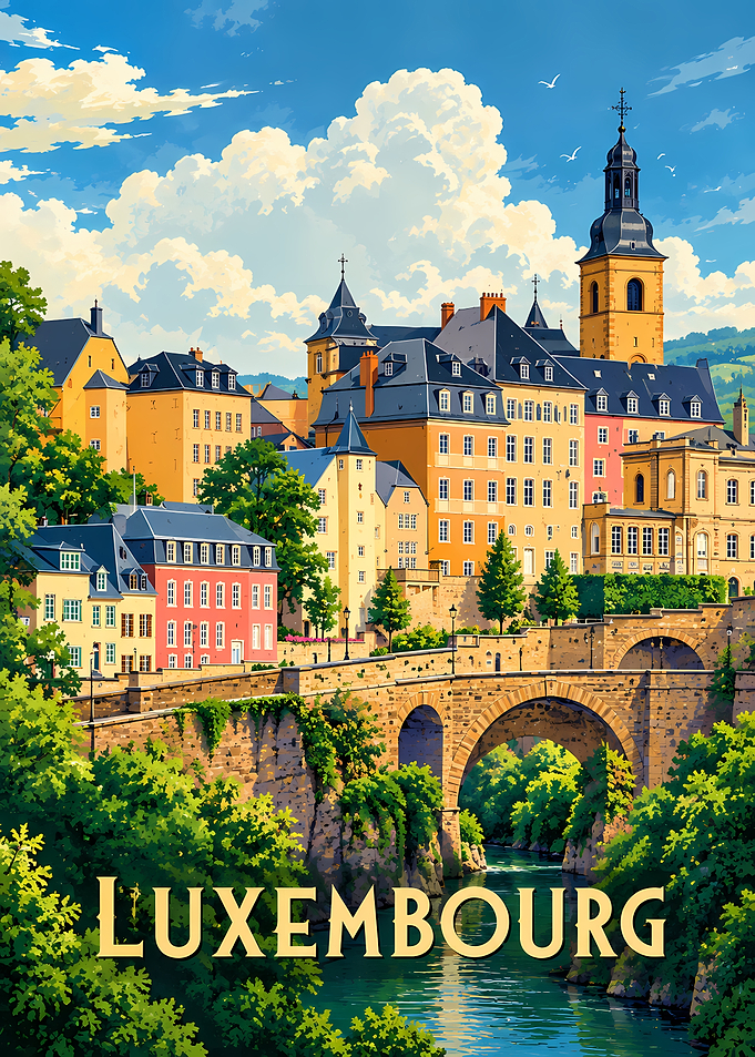 Luxembourg Cityscape Travel Poster