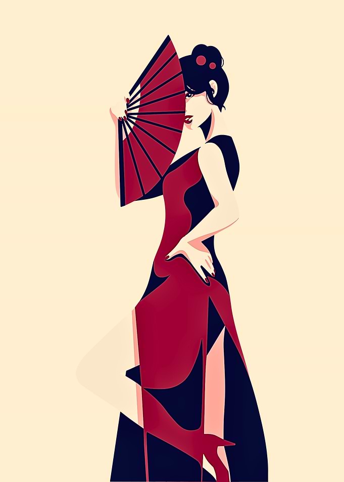 Elegant Flamenco Dancer with Fan