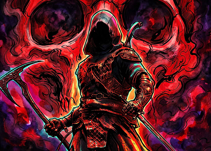Hooded Assassin Skull Dark Fantasy