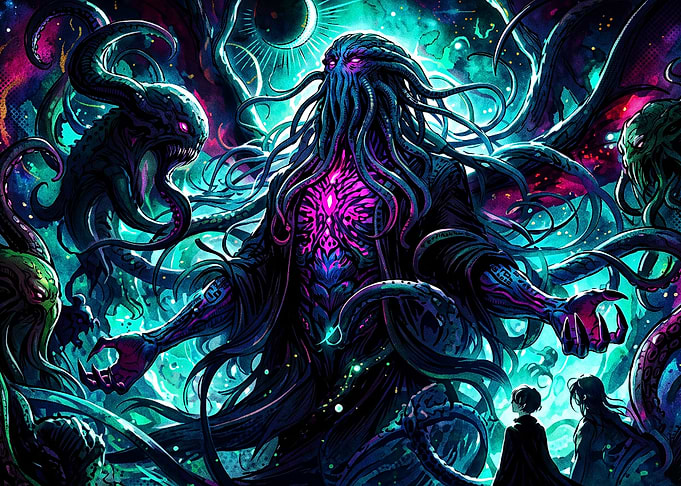 Cosmic Horror Monster Neon Art