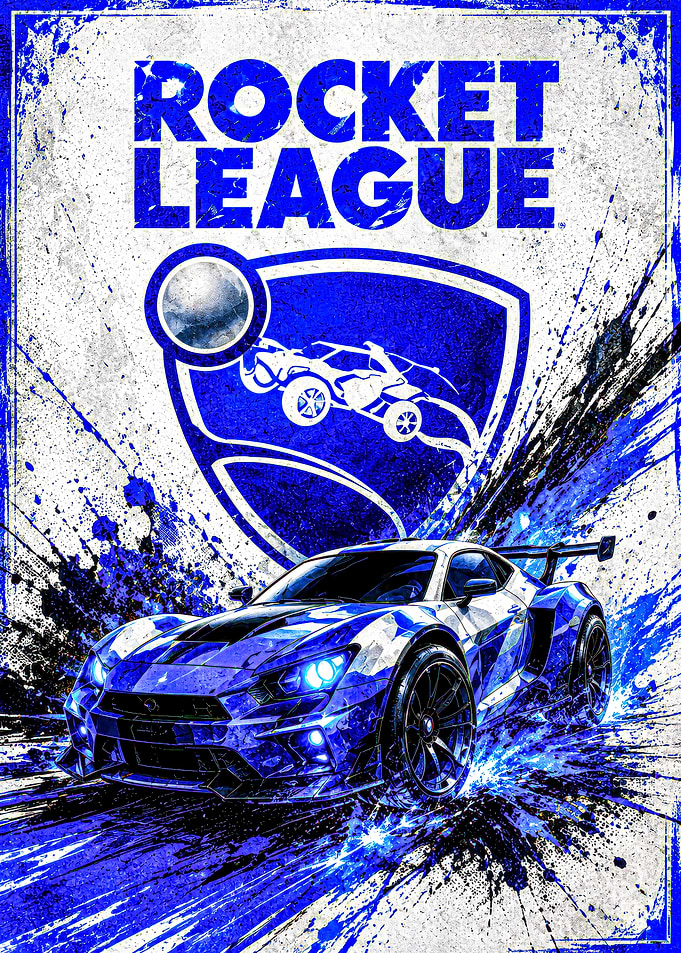 Rocket League Blue Splash Poster