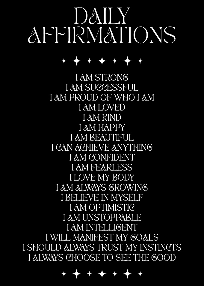 Daily Affirmations Inspirational Wall Art