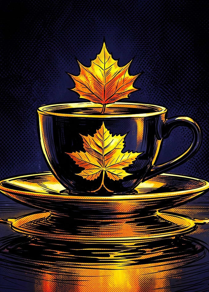 Coffee Autumn Leaf Art Poster