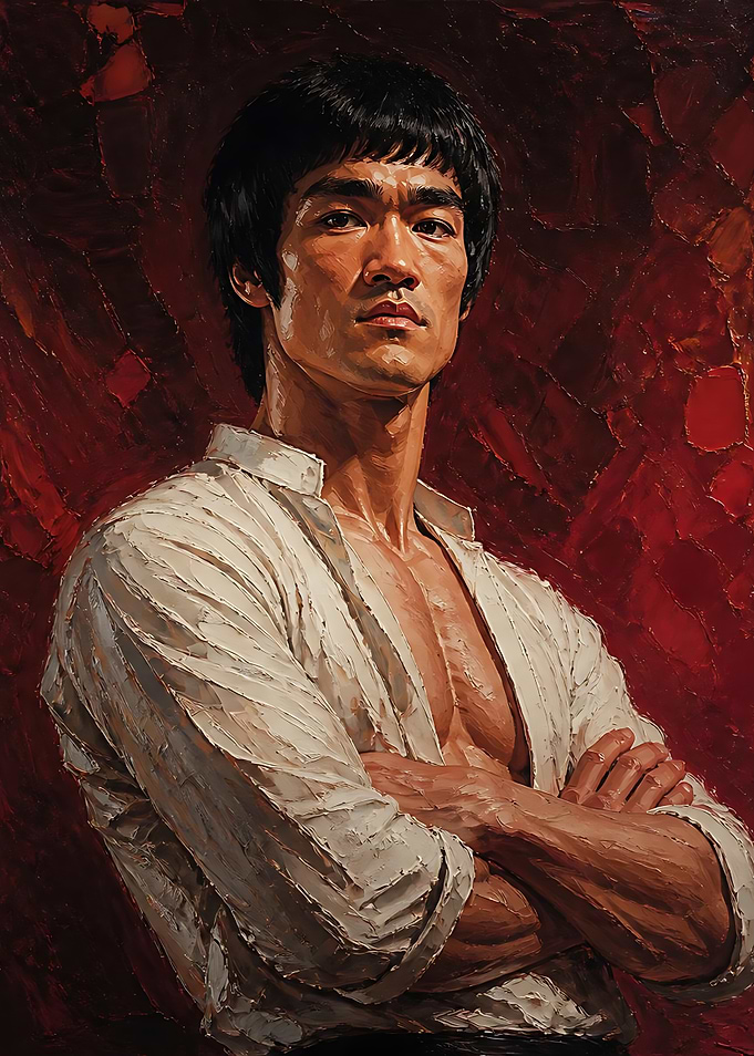 Oil Painting Portrait of Bruce Lee