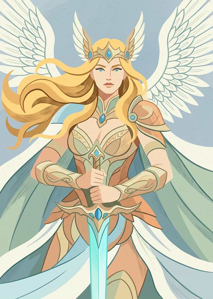 Valkyrie Warrior Goddess Fantasy Art Digital Illustration Clear Brush Strokes