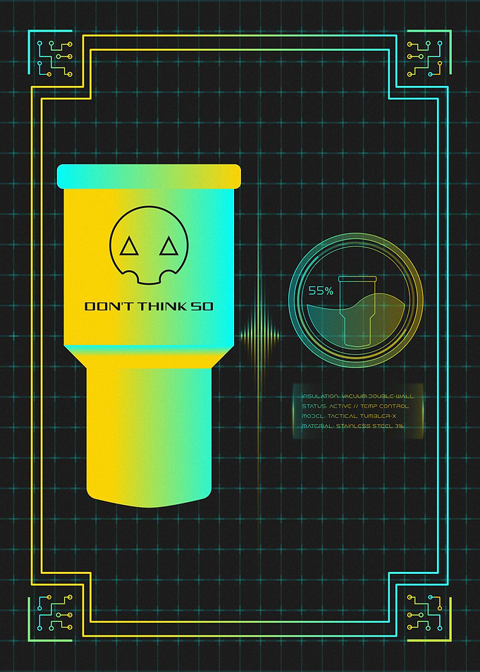 Cyberpunk Tactical Tumbler - Sci-Fi HUD Blueprint Poster