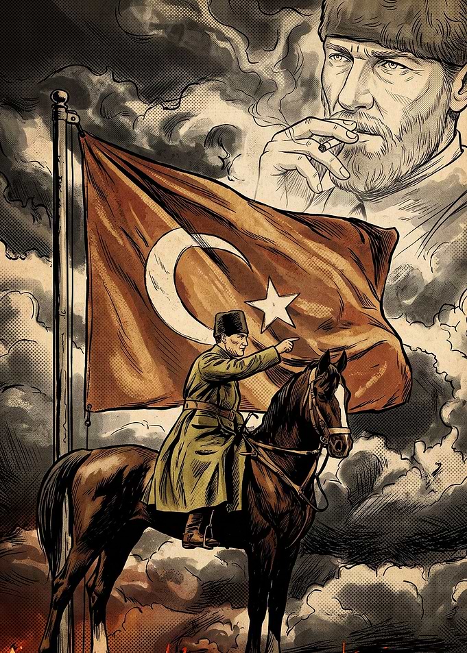 Turkish Leader Flag Horse Vintage A
