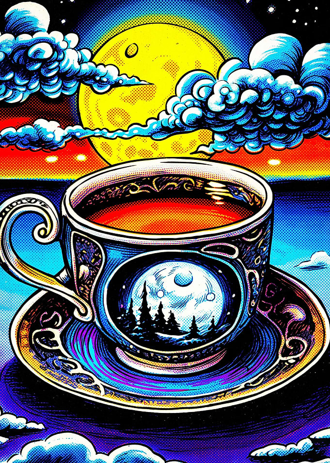 Coffee Moon Trip Trippy Art