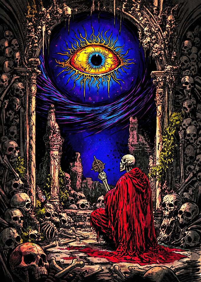 Skeleton Priest Before Cosmic Eye