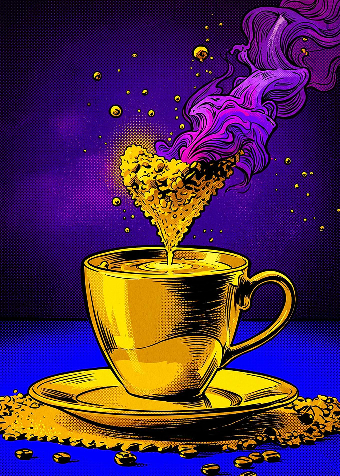 Coffee Cup Steam Pop Art Poster