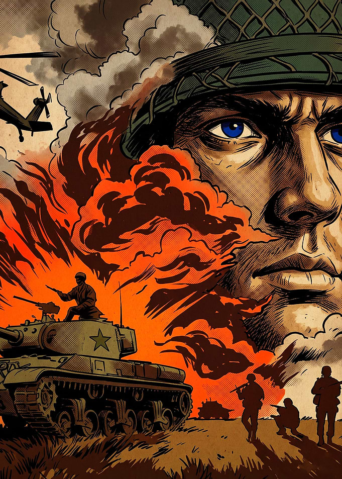Military Tank Combat Retro Poster
