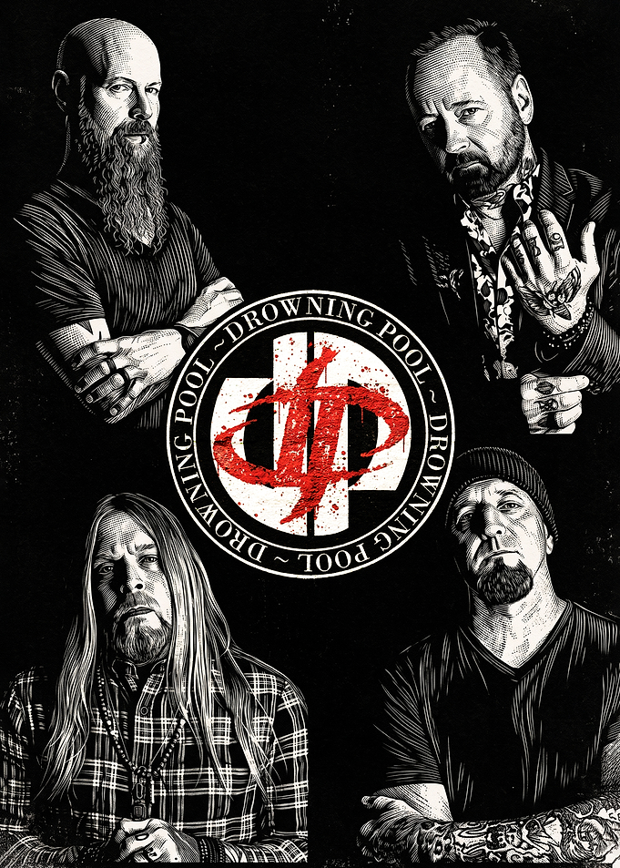 Drowning Pool Band Portrait Poster
