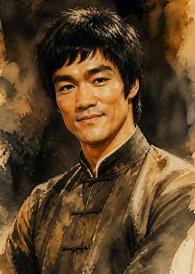 Watercolor Portrait of Bruce Lee