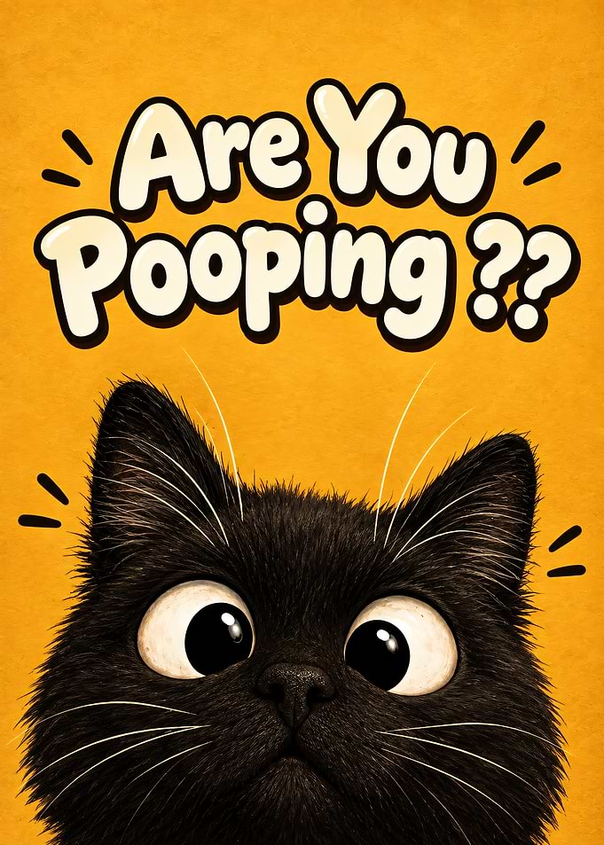 Funny Black Cat Bathroom Poster