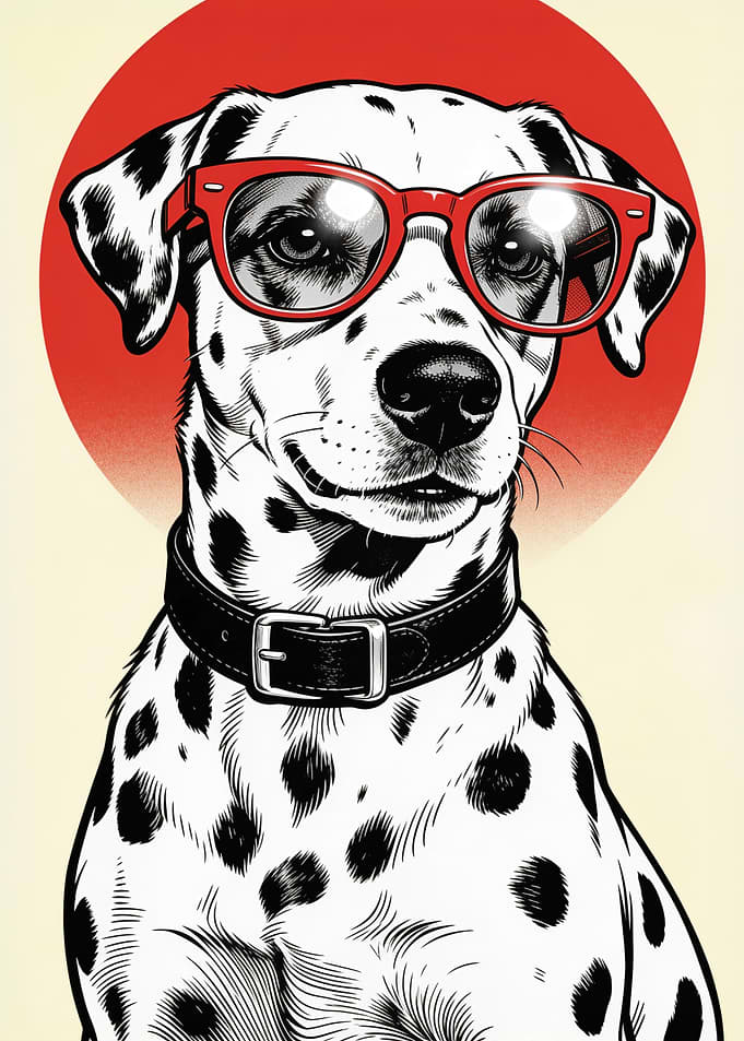 Dalmatian Dog Wearing Red Glasses