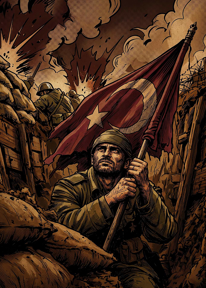 Turkish Soldier Trench Flag Comic A