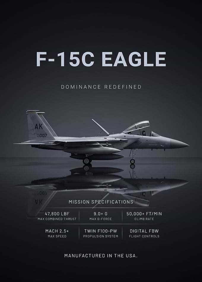 sleek side view F-15C Eagle Military Aircraft Poster